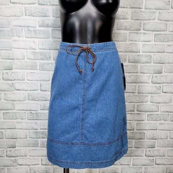 Vintage 90s Studio Petite 8 Boho Denim Aline Skirt‎ Knee Length Denim Skirt - Picture 1 of 8